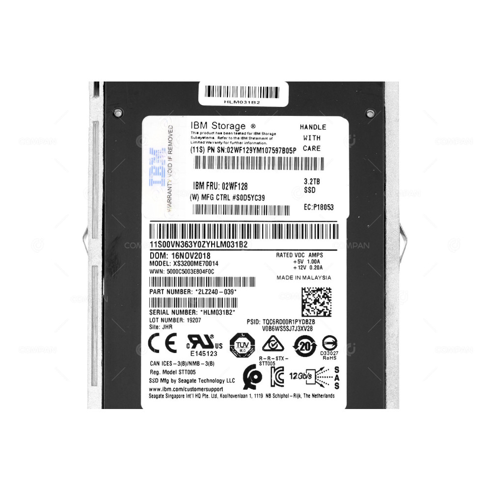 02WF128 IBM 3.2TB 12G SAS 2.5 SFF HOT SWAP SSD 2LZ240-039, XS3200ME70014
